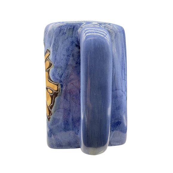 Geo Sun Mara Mug Leadfree Hand Painted Stoneware Pottery 4.25" x 3" x 4.5" - Picture 5 of 7